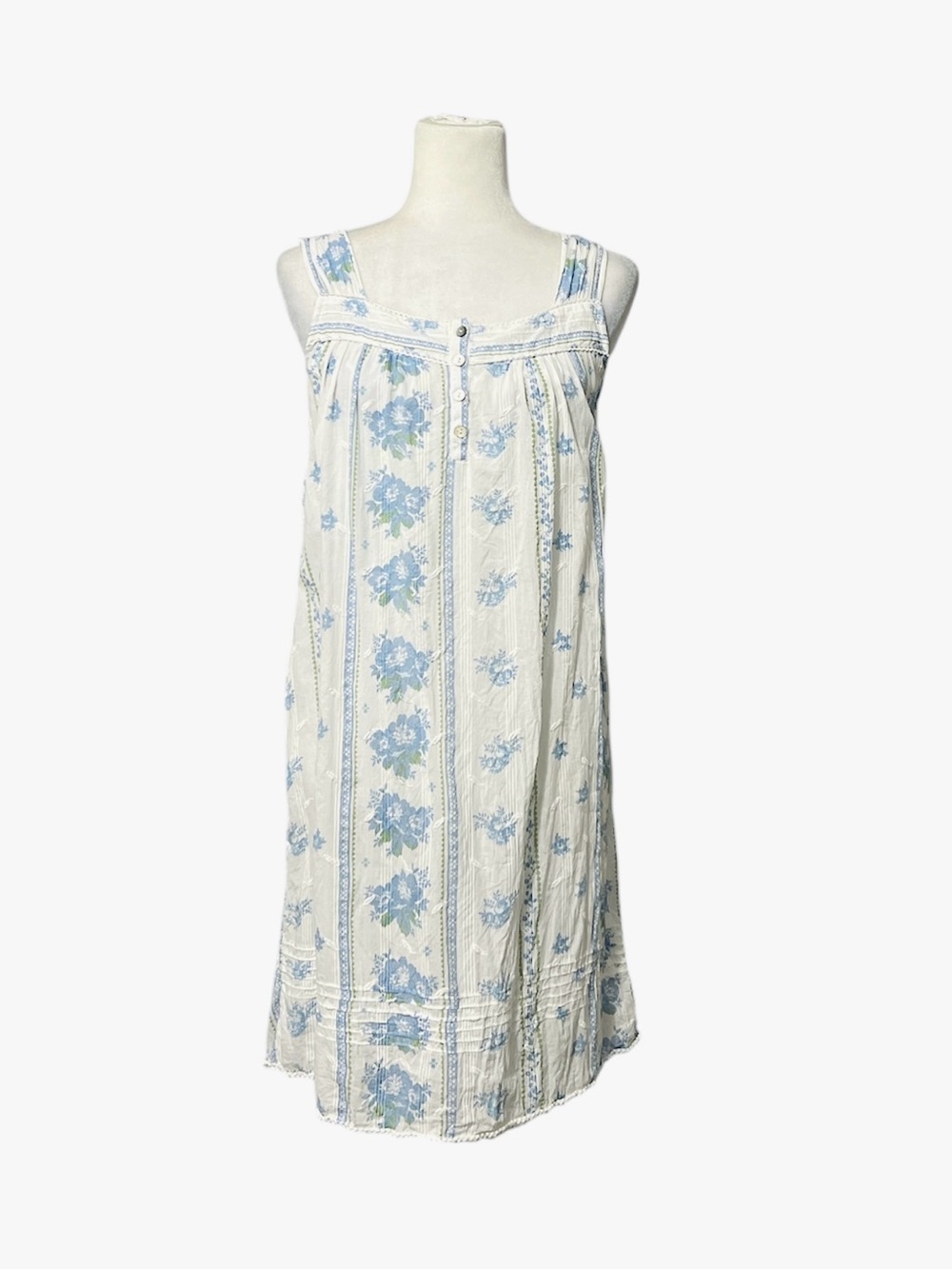 RACHEL ASHWELL Shabby Chic Stripe Floral Cotton Embroidered Nightgown